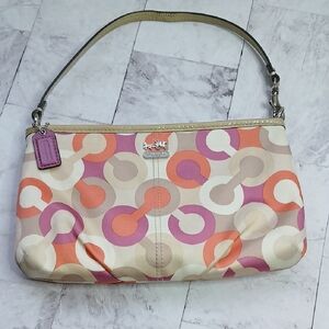 Coach Pink and Orange Patterned Shoulder Bag